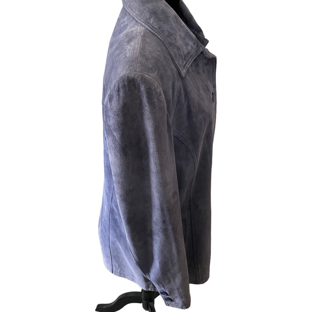 Women’s Leather Blue Button Down Jacket Size Large…Discontinued! - Picture 4 of 13